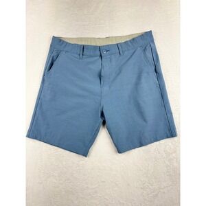 Burnside Mens Hybrid Shorts Blue Textured Flat Front Size 36 Inseam 10